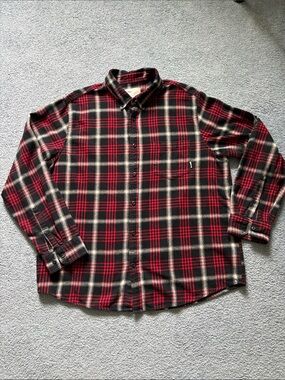 Tilley Red and Black Plaid Button-Up Shirt
